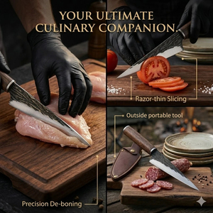 Couteau à désosser en acier inoxydable forgé, couteau de cuisine pour trancher, couteau de chef, manche en bois, hachoir à viande, couteau à filet, cuisine professionnelle - Product Image 4