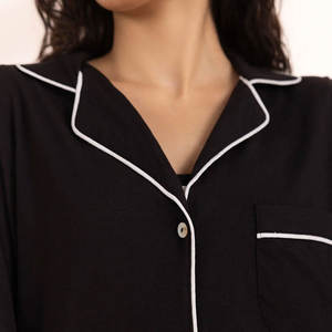 Conjunto de Pijama de Satén Lujoso para Mujer, Cuello en V, Cintura Elástica con Encaje, Transpirable, Térmico, 2 Piezas, Ropa de Dormir para Invierno - Product Image 5