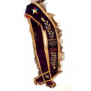 Pride Of Peninsula No 36 O.E.S. Faja Bordada Phr.a con Flecos Dorados y Patrón de Estrellas para Decoración de Prendas - Product Image 1