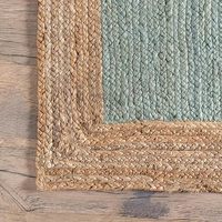 Tapis de salon moderne en jute à tissage plat, couleur unie, rectangulaire, antidérapant, à poils fins, bordure naturelle
