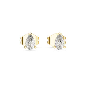 Boucles d'oreilles pendantes en or jaune 14 carats avec diamant de laboratoire en forme de poire pour femmes |   Tenues de fête et de tous les jours |   Nouveau diamant cultivé - Product Image 1