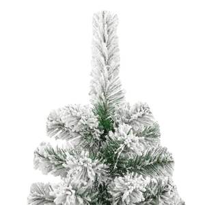 Sapin de Noël en fer de 82,7 pouces avec décorations festives en PVC vert et blanc à charnières - Product Image 4