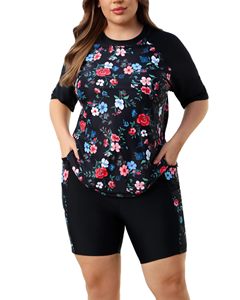 Maillot de bain Rash Guard personnalisé pour femme à manches courtes, imprimé, protection UV, haut de surf, vêtements de sport et d'extérieur, fabrication OEM - Product Image 1