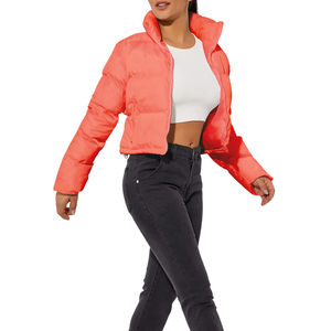 Veste matelassée courte personnalisée pour femme, décontractée, en toile tricotée, imperméable et respirante, avec logo frontal et col, qualité supérieure - Product Image 4