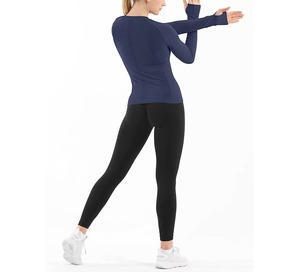 Camiseta de Yoga Elástica de Invierno para Mujer, Fabricada por OEM, Ajustada, de Secado Rápido, Compresión, Ropa Deportiva, Personalizable con Logotipo Frontal - Product Image 3