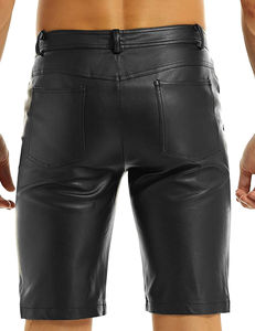 Servicio OEM al por mayor: Pantalones cortos de cuero para hombre, nueva llegada, marca privada, cintura elástica, transpirables, de corte alto, estilo Hip Hop, impermeables. - Product Image 3