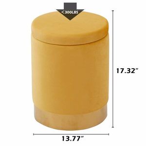 Pouf contenitore moderno in velluto da 23Qt, multiuso, poggiapiedi, sgabello con base in metallo per cucina, sgabello da toeletta, sedia, poggiapiedi - Product Image 5