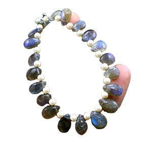 Belle pierre de Labradorite bleue naturelle, 1 brin, 21 pièces, perles de Briolette en forme de poire lisse, vente en gros - Product Image 3