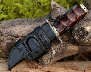 Nouvelle édition – Couteau de chasse et de survie Bowie ambidextre en acier Damas 1095 à haute teneur en carbone et alliage 15N20, lame fixe de 6 pouces, manche en bois de rose - Product Image 6