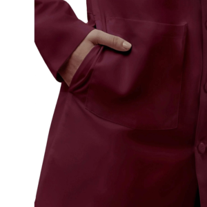 Men's Burgundy Lab Coat Cotton Polyester Woven Hospital Uniform with Belt and <b>Back</b> Closure - Product Image 4