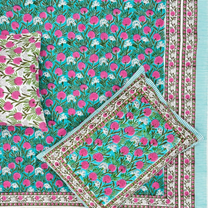 Premium Jaipur Hand Block Printed Pure Cotton King Bedsheet 3 <b>PC</b> <b>Set</b> 108x90" Floral 200TC Soft Skin-Friendly Durable Sustainable - Product Image 1