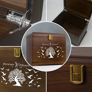 Wooden Pet <b>Urn</b> Casket Rectangle Classical Tree of Life Design Secure Keepsake Box for Small Animals - Product Image 3