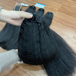 ผมตรงแบบ Kinky Weft สีธรรมชาติ พร้อมส่ง ผู้จำหน่ายผมดิบ ช่อผมดิบแบบ Double Drawn Weft - Product Image 4