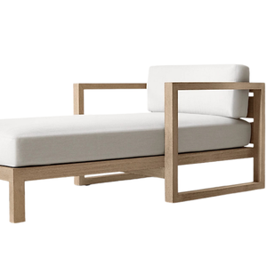Vente flash : Canapé-lit d'extérieur de luxe minimaliste en teck massif avec coussin, chaise longue moderne pour piscine, villa, jardin - Product Image 4