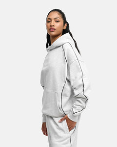 Sweat à capuche et sweat-shirt surdimensionnés pour femme, de qualité supérieure, avec passepoil contrastant, décontractés, en molleton doux et respirant, vente en gros - Product Image 2