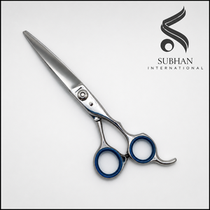 Ciseaux de coiffure professionnels SUBHAN en acier inoxydable, ciseaux de barbier manuels pour usage en salon, design de poignée bleue - Product Image 1