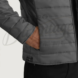 Custom Men Grey Winter <b>Jacket</b> Lightweight Hooded Padded Outerwear Slim Fit Casual Warm Zip Up Puffer <b>Jacket</b> For Men - Product Image 6