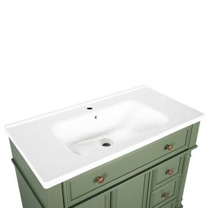 Lavabo da Bagno in Ceramica Bianca da 35,6 Pollici, Solo Materiale Ceramico Senza Mobile - Product Image 6