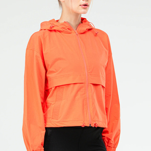 Hot Selling Women's Solid Color Windbreaker Hooded <b>Jackets</b> New Fashion Long Sleeve Cropped <b>Zip</b>-<b>Up</b> Casual Outdoor Sports <b>Jacket</b> - Product Image 4
