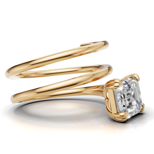 Bague en spirale avec émeraude et diamant cultivés en laboratoire certifiés IGI, or 18 carats, bague de fiançailles solitaire moderne - Product Image 4