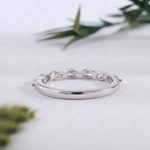 Marquise Cut Wedding Band Half Eternity Shared Prong <b>Ring</b> White Gold <b>Stacking</b> Matching <b>Ring</b> Fine Jewelry - Product Image 4