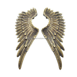 Par de manijas de puerta de ala de latón con acabado antiguo hecho a mano de calidad superior para todas las puertas del hogar, restaurante, oficina y hoteles - Product Image 1