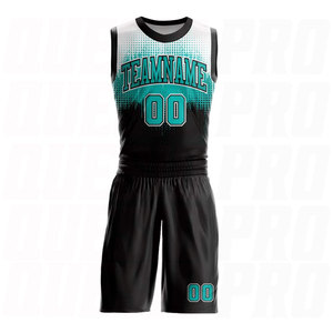 Conjunto de Uniforme de Baloncesto Sublimado Personalizado con Cuello Redondo en Blanco y Negro, Nombre del Equipo, Número y Logotipo Impresos Personalizados - Product Image 3