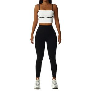 Conjunto de Pantalones de Yoga Marrones para Mujer al por Mayor 2026 |   Conjunto Deportivo de Dos Piezas de Nailon y Elastano Ligero e Informal con Cintura Elástica - Product Image 6