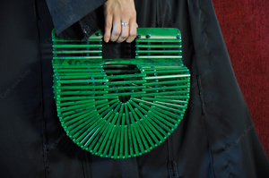 Bolso de Mano Tipo Clutch de Acrílico Verde de Lujo, Diseño en Forma de Abanico, para Fiestas, Bodas, Eventos, con Estuche Rígido, para Mujer - Product Image 6
