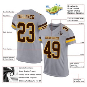 Maillot de football américain personnalisé avec logo imprimé 2025, qualité supérieure, polyester respirant, séchage rapide, manches courtes, taille plus - Product Image 6