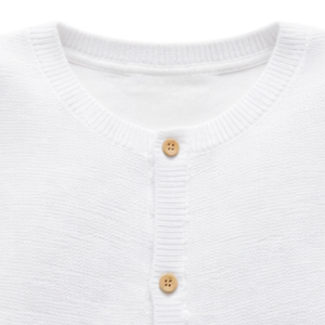 Cardigan en tricot texturé blanc pour bébé, en coton doux, à manches longues, boutonné devant, pour nouveau-né, nourrisson, tout-petit - Product Image 3