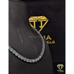 Chaîne tennis de luxe haute qualité entièrement sertie de diamants Moissanite VVS en argent sterling 925, bijoux hip-hop par Trisha Jewels - Product Image 2