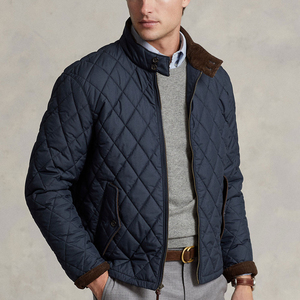 Veste matelassée en duvet pour homme, bleu marine, personnalisée par le fabricant, col montant, chaude, décontractée, pour l'hiver - Product Image 2