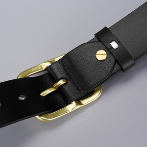 Ceintures pour hommes en cuir véritable de haute qualité, boucle à ardillon tendance, logo personnalisé - Product Image 5
