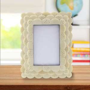 SOFIYA CRAFT Cadre photo moderne fait main en os incrusté avec motif géométrique, cadre photo rectangulaire vertical pour table - Product Image 4