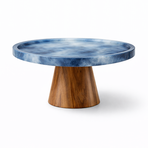 Base para Pastel de Resina Verde con Base de Madera, Plato Redondo Elegante para Servir en Bodas, Fiestas y Decoración del Hogar, Exhibidor de Pasteles Único - Product Image 3