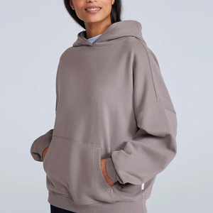 Sweat-shirts oversize à épaules tombantes pour femmes, en polaire écologique polyester/coton, personnalisables avec logo couleur, style streetwear - Product Image 1