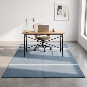 Tapis Kilim Classique en Laine Tissé à la Main, Bleu Ardoise, Bordure Unie Ivoire, Design Moderne, Antidérapant, Poil Moyen - Product Image 2