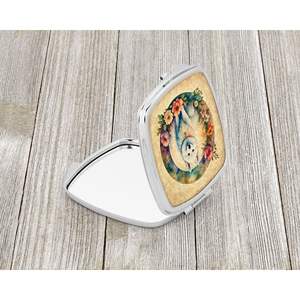 American Eskimo Flowers Compact Travel <b>Makeup</b> <b>Mirror</b> Folding Handheld Pocket Decorative <b>Mirror</b> for Women and Girls Gift - Product Image 2