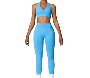 Womens Lightweight Two Piece Yoga Clothing Set Stretch Workout <b>Top</b> <b>And</b> <b>Leggings</b> For Fitness Exercise <b>And</b> Training - Product Image 3