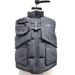 Gilet utilitaire personnalisé pour homme, tendance, imperméable, ensemble gilet matelassé deux pièces avec sangle - Product Image 4