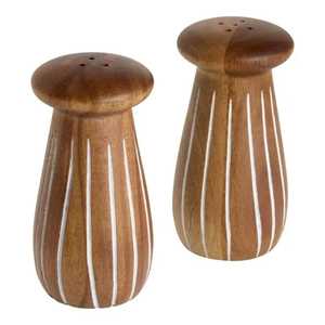 Ensemble de 2 moulins à sel et à poivre modernes en bois d'acacia massif, à réglage de la grosseur, avec anneau doré - Product Image 5