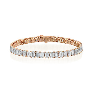กำไลข้อมือเพชรทรงเหลี่ยมมรกต เพชรเลี้ยงในห้องปฏิบัติการ ทองคำขาว 14k ประดับพลอย พร้อมใบรับรอง IGI ของขวัญสุดหรูสำหรับเธอ - Product Image 1