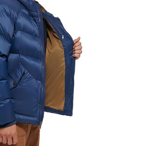 2025 Custom Utility Blue Puffer Jacket for Men Wholesale Canvas Winter Clothing with Stand Collar and Bubble <b>Padded</b> for Comfort - Product Image 3
