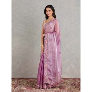 Sari de Diseñador para Fiestas, Bordado con Lentejuelas, Ropa India y Pakistaní - Product Image 3
