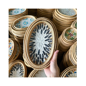 Plateau en rotin de luxe avec incrustations de nacre - Product Image 5