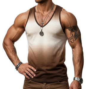 Débardeur Homme Col V Couleur Dégradée Personnalisable Imprimé Sans Manches Athlétique Léger Été Streetwear - Product Image 6