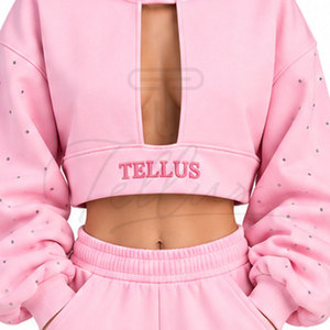 Sudadera Corta para Mujer al por Mayor con Logotipo Personalizado, Sudadera Corta de Manga Larga, Sudadera Corta Personalizada para Mujer, Sudadera Corta Tipo Pullover para Mujer - Product Image 5