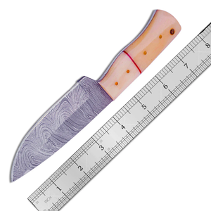 Cuchillo de Caza/Desollador Personalizable OEM de Acero Inoxidable con Mango de Hueso y Funda de Cuero Hecho a Mano Marca ZA DAMASCUS MAKERS - Product Image 4