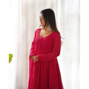 PURE SOFT FOX GEORGETTE LAHERIYA IMPRESIÓN DE ROSA DE 2017 - Product Image 2